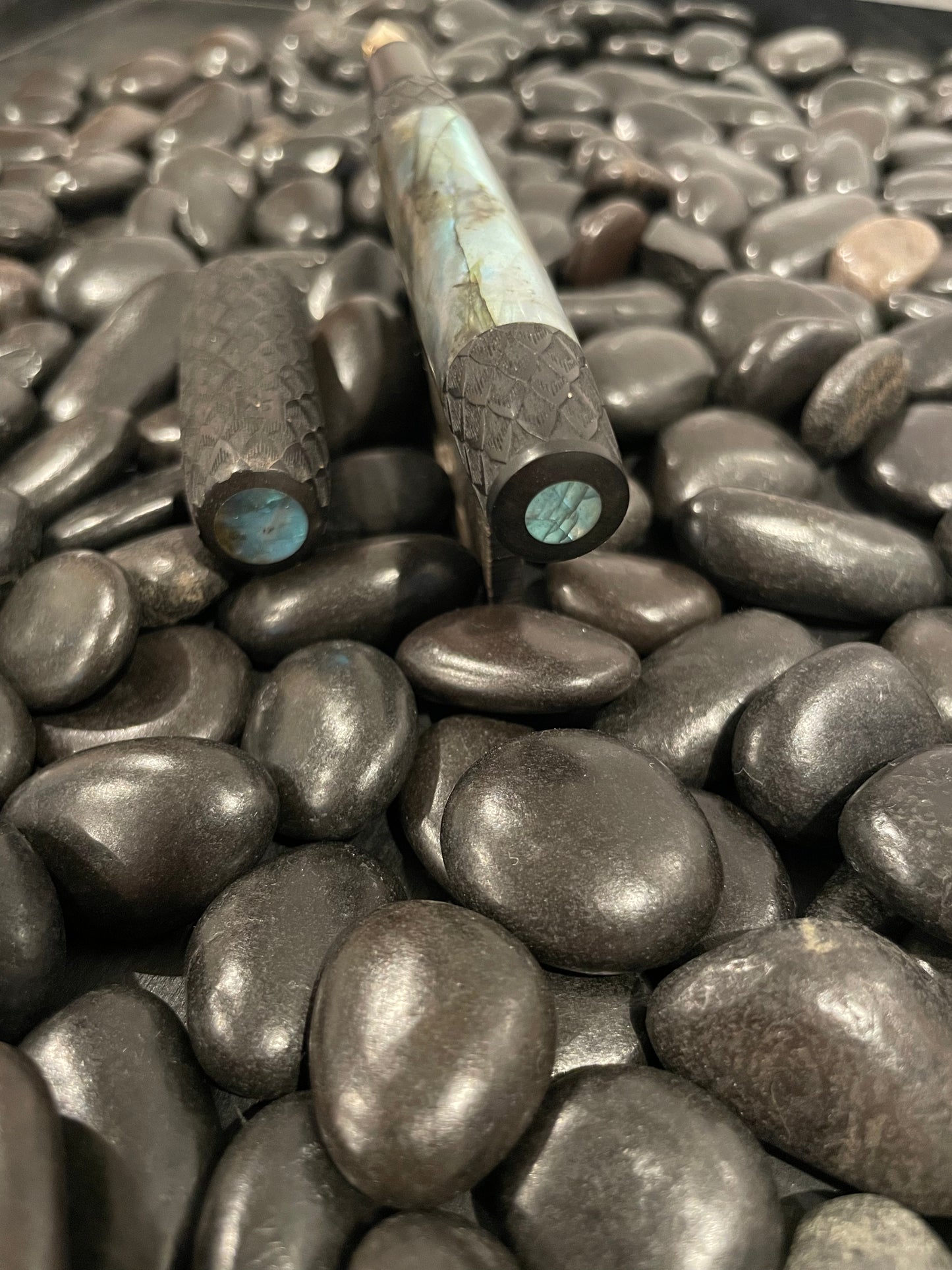 Ebony and Labradorite L-16 with Dragon Scales