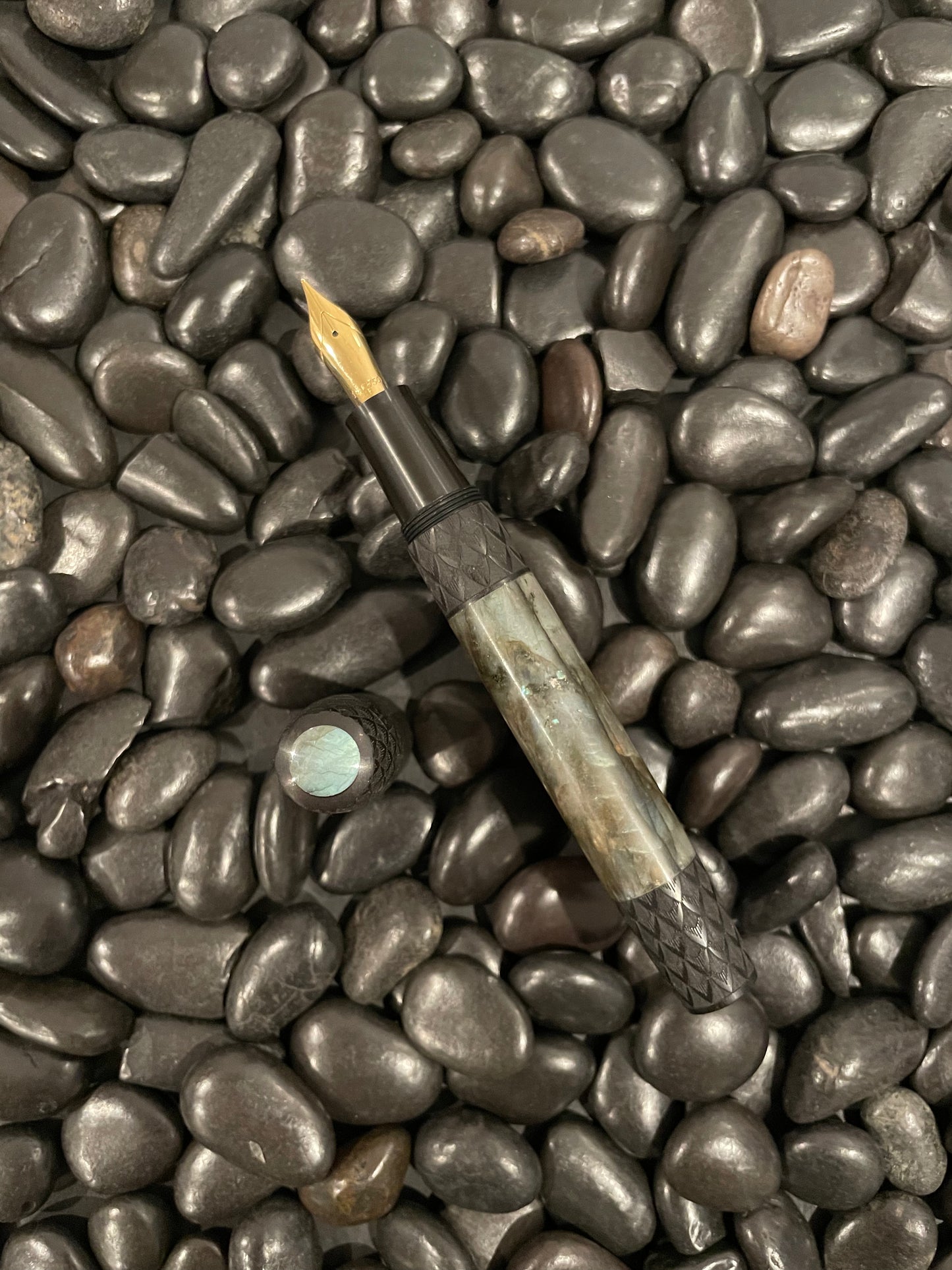 Ebony and Labradorite L-16 with Dragon Scales